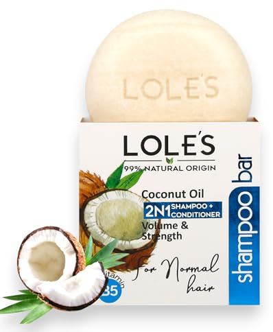 LOLE'S Shampoo Bar and Conditioner, 2in1 with Coconut Oil for Normal Hair, Volume & Strength, 99% Natural Origin, Sustainably Sourced, 3.5Oz