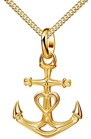 Anker Gold Anhänger Maritim 333 Gelbgold 8 Karat / 8K Gold für Damen, mit Halskette Länge wählbar.