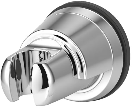Hibbent Vacuum Suction Cup Shower Head Holder, Removable Shower Wand Bracket, Adjustable Height & Wall Mount ABS Plastic Suction Holder for Handheld Shower Head, Chrome Finish
