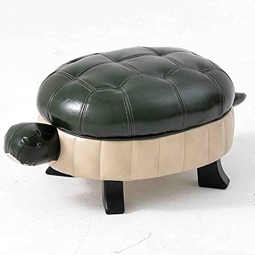 YXZN Tier-Fußschemel Schildkröte Gepolsterter Fußhocker PU-Leder-Puff-Holz-Fußhocker-Ablage für Wohnzimmer Schlafzimmer Sofa Bank Sitz Stuhl