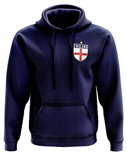 Purple Print House England Hoody for Men - England Flag Badge Retro Hoodie, Football Country European 2026 Supporters Red White Lion Gift Him, English Tournament Footy Soccer Hood