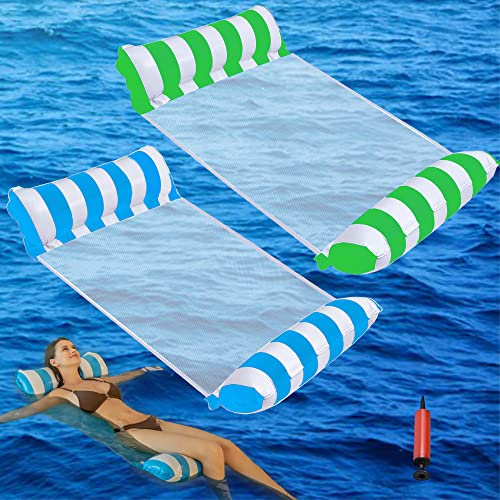 MENOLA Aufblasbare Hängematte, 2 Stück, aufblasbar, aufblasbar, Strand, Stuhl für Erwachsene, Pool, Sommer, Meer (hellblau, hellgrün)