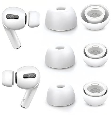 Aiivioll Soft Silicone Ear Tips for Airpods Pro and Airpods Pro 2nd Generation Headphones with Noise Canceling Hole Accessory Replacement Ear Tips 3 Pairs L, M, S (White)