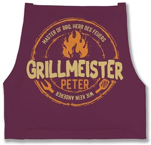 Schürze - Grillschürze Herren - Grillmeister wie kein anderer - Papa Geschenk Männer Vatertag Geburtstag Geschenkidee Väter - 85x69 - Aubergine - geschenke grillen personalisierte kochschürze