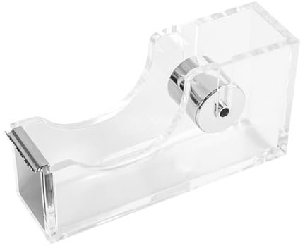 Klebebandabroller, niedlicher Tischabroller, Schreibtischspenderhalter, beschwerter transparenter Klebebandabroller, zeitgenössisches, ultraklares Acryl, ideal für Schule, Zuhause und Büro (Gold +