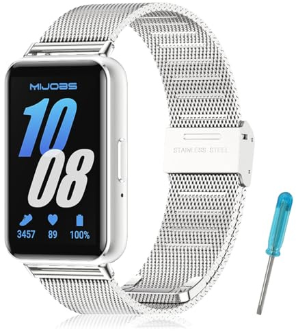 WindRen Armband Kompatibel mit Samsung Galaxy Fit 3,Mesh Geschäft Metall Ersatzarmband für Samsung Galaxy Fit 3,Silber