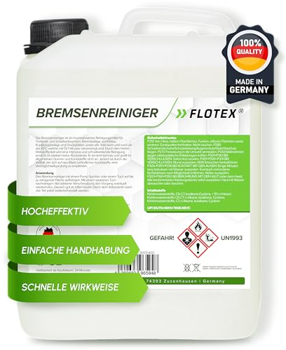 Flotex® - Nettoyant pour freins 5 litres | Service de freinage dans un réservoir de 5 litres | Nettoyant d'atelier sans acétone | Nettoyage rapide et efficace | Doux et sans résidu | Temps de séchage
