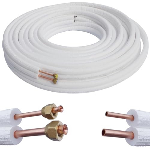 Kolor Kältemittelleitung Kupferrohr 1/4 3/8 1m bis 25m Klimaanlage Wärmepumpe R32 R410A R470C Kupferrohre für Kühlsysteme (Mit Überwurfmuttern, 2 Meter)