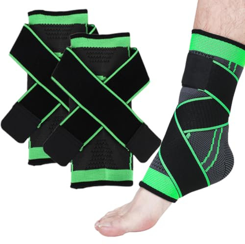 BIRWUMI 2 pezzi Cavigliera Sportiva per Distorsione, Cavigliera Ortopedica, Cavigliera Sportiva per Distorsione, Tutore Caviglia Distorsione, Fascia Elastica Caviglia (verde)