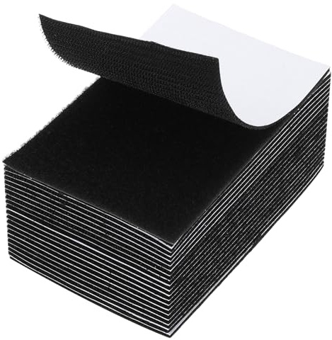PATIKIL Hook and Loop Strips 4 x 6, 20 Pack Rectangle Strong Tape Double Sided Adhesive Sticky Fastener Back Mounting Tape for Home or Office Use, Indoor & Outdoor Use, Black