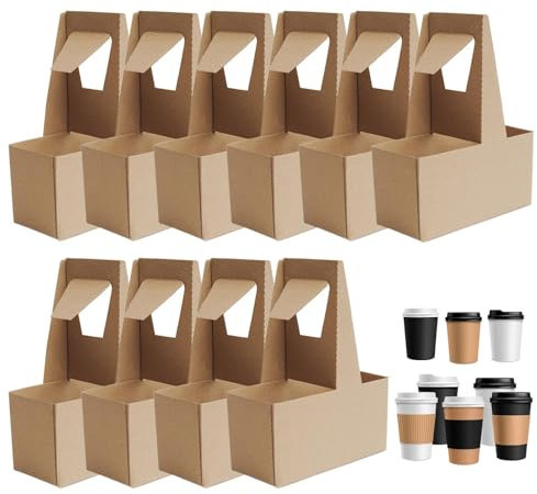 TocaFeank Portavasos para Llevar, Portavasos para Entrega de Alimentos - Portador de cartón Resistente 10X | Bandejas portavasos Portabotellas para Bebidas, portavasos de café, portavasos Multiusos