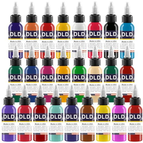DLD 25 Flasche Körper Universal Tattoo Tinte Set Professionelle Edition Tattoo Werkzeug Vollfarbpigmente für Vegetarier Sicher, Nicht Giftig, Permanent Menschliche Haut Tattoo Art 0.5 oz (15 ml)