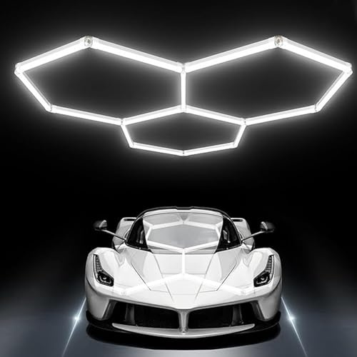 HJDSUDU Luz LED Hexagonal para Garaje, luz LED superbrillante para Techo de Taller, luz LED de Panal para Garaje, para almacén, Taller, Gimnasio, sótano,3 Hex(15 Packs)