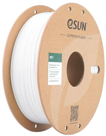 eSUN PET Filament 1.75mm, hohe Zähigkeit PET Filament, 1KG Spule (2.2 LBS) 3D-Druck Filament für 3D-Drucker (Weiß, 1KG)