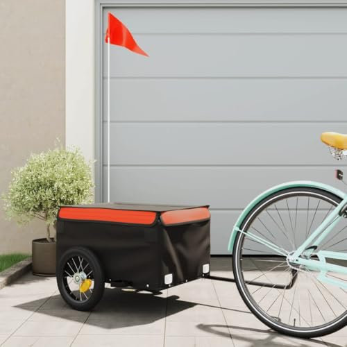 Somanki Lastenanhänger für Fahrrad Schwarz und Orange 30 kg Eisen, Fahrradanhänger, Lastenanhänger Fahrrad, Anhänger Fahrrad, Lastenanhänger Für Transport - 94075