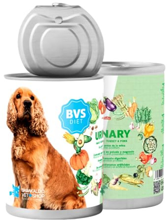 BVS Vet Shop | Diet Urinary Pavo y Cerdo Lata para Perros | Indicado para la disolución y reducción de cálculos a Base de estruvita con adificantes de la orina | 12 unid. x 400 gr
