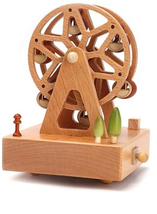 Boîte à Musique en Bois,Boîtes à Musique en Bois | Boîtes à musique Spin à thème différent - Jouets interactifs berceau mignon avec musique légère pour crèche, jouets portables pour pour voyage, voitu