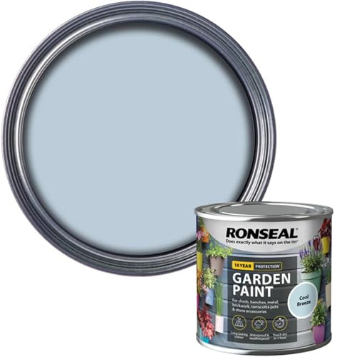 AOC24 Garden Fence Paint 250ml – Multi-Surface Exterior Paint for Wood, Brick, Metal, Stone & Terracotta – Waterproof, Resists Fading, Matt Finish for Sheds, Fences, Garden Furniture Cool Breeze