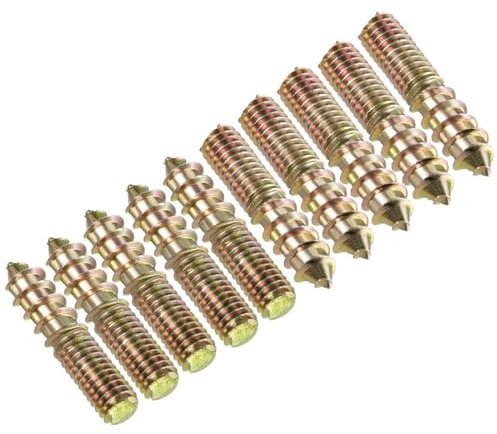TOP-VIGOR 10Pcs Hanger Bolts, M6x30mm Double Headed Bolts Self Tapping Screw, Double Ended Dowel Screws, Screw Dowels Hanger, Threaded Lag Wood Screws and Machine Bolts for Wood Joint Furniture