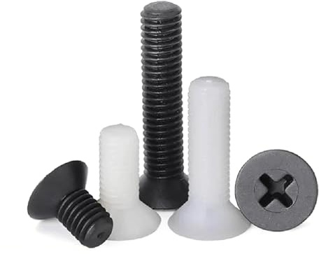 M2-M8 Nylon-Senkkopfschrauben, weiß/schwarz, Kunststoff-Phillips-Flachkopfschrauben, Weiß-20PCS, M5x15mm