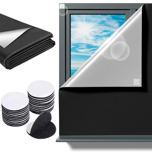 VerdunklungsstoffFenster 420D Oxford Stoff Verdunkelungsrollo Ohne Bohren UV Schutz Fenster Verdunkelung Verdunklungsrollo DIY Verdunkelungsvorhänge Geeignet für Fenster zu Hause Oder im Auto