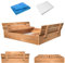 MAMOI Caja de arena con tapa, 120 x 120 cm, caja de arena impregnada, caja de arena con bancos de madera, juguetes, cubierta, bancos, 150 x 150 cm