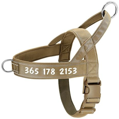 Personalisierte Anti-verlorene Outdoor Reflective Nylon-Hundetraining-Gurtweste Für Mittelgroße Und Große Hunde Deutsche Schäferhund Labrador,Khaki,S