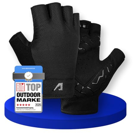 Alpensattel Fahrradhandschuhe für Damen & Herren | Halbfinger Sommer Fahrrad Handschuhe rutschfest & ergonomisch gepolstert | Größen S-XXL wählbar
