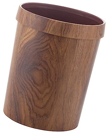PRETYZOOM Poubelle Ménagère Vintage 10 Litres En Plastique Imitation Bois, Seau De Stockage Des Déchets Réutilisable, Support De Rangement Cuisine, Bureau Et Salle De Bain