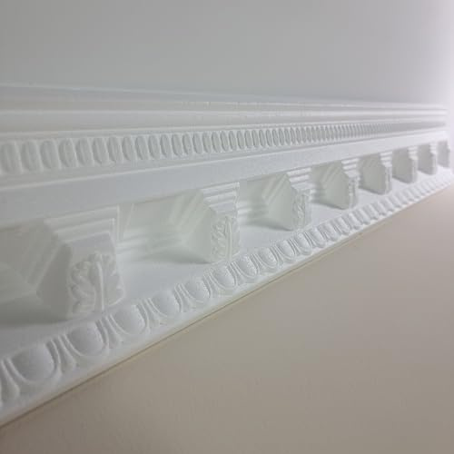 Premium GH19 Ceiling Coving Size 95x95mm | Decorative Georgian Cornice | Easy Install Crown Moulding 20 M | Paint-Ready Polystyrene Cornice | Waterproof Kitchen Bedroom Living Room | 10 Lengths