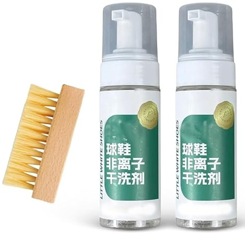 OLYGEE Active Foam Sneaker Cleaner Set, Quick Stain Remover for White Shoes, Tennis, Running, Golf, No-Water Cleaning Foam for PU, Nubuck, Suede & Sole, 5.3 oz Shoe Cleaning Kit (2pcs)
