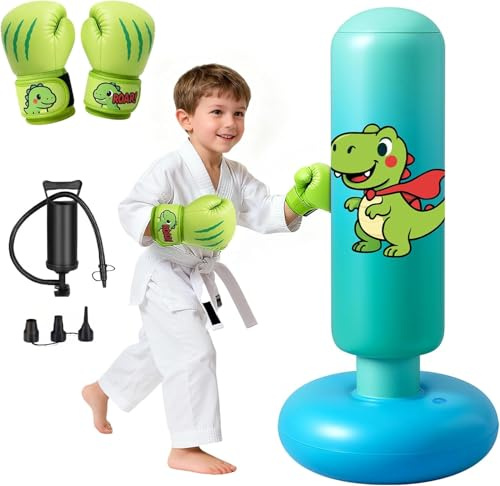 Oziral aufblasbarer Boxsack für Kinder Boxsack Erwachsene Aufblasbarer Standboxsack mit Boxhandschuhen Pumpe Boxing Bag Punching Bag für Erwachsene und Teenager für Karate Kickboxen Taekwondo