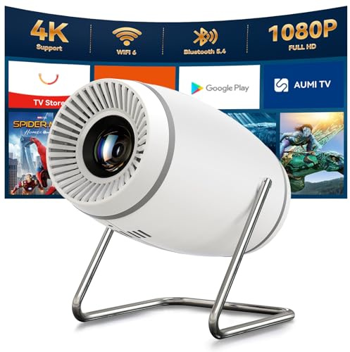 Mini Projector, Projector with WiFi and Bluetooth, 4K 1080P Support Portable Projector 180° Rotatable 130'' Screen Movie Projector Auto Keystone Compatible with HDMI/USB/TV Stick/Smartphone/Laptop