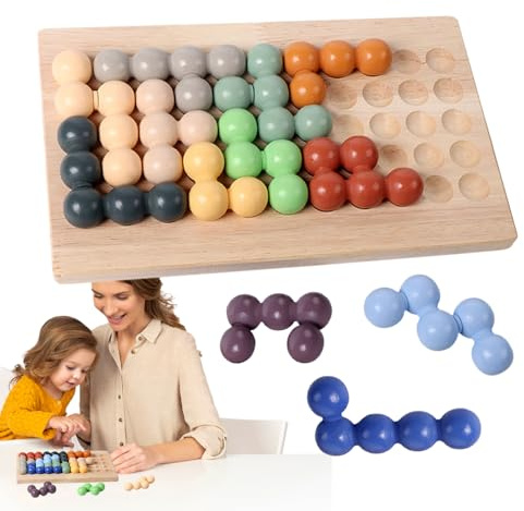 Weqizuerqi Juego de tablero de madera con perlas,Apilamiento y asignación de rompecabezas,Juego de rompecabezas de cuentas de tablero de madera | Para más de 36 meses y estudiantes para el hogar, aula