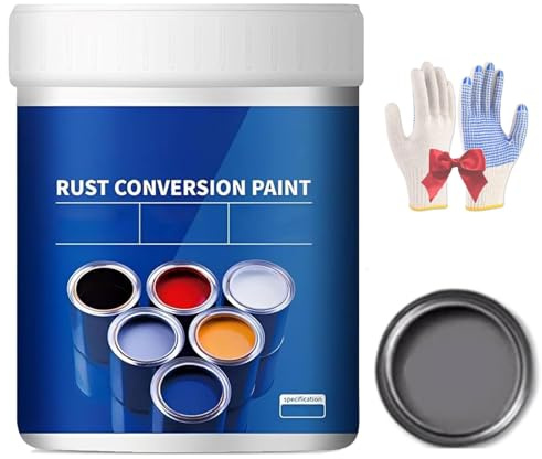 0.5Liters Weatherproof Rust Converter Paint for Metal, 4-in-1 Rust Converter Paint for Metal, Water Based Metallic (Gray)