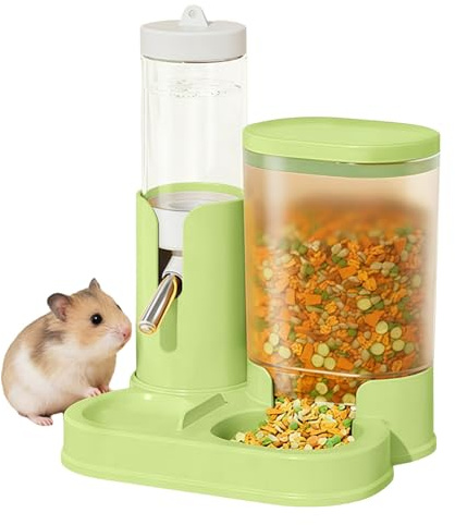 Marchul 2-in-1 Hamster Water Bottle and Feeder, 80ml Hamster Water Bottle - Leak-proof, Hamster Automatic Food Dispenser for Guinea Pig, Rat, Rabbit, Gerbil