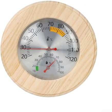 Thermomètre et hygromètre en bois pour sauna sans alimentation externe nécessaire (pointeur rouge)