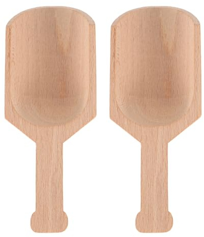 DINHEAROM Cucchiai di Legno 2 Pezzi per Sale da Bagno e Tè, Misurini Ecologici per Uso Domestico Bordi Lisci, Pala Pratica per Spezie e Latte in Polvere, Utensili Cucina Multifunzione