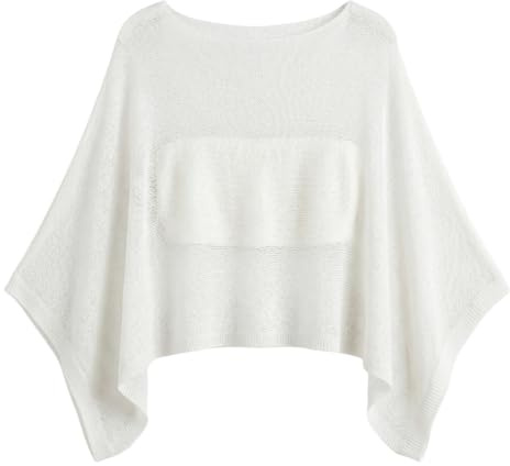 Striegro nätponcho, ren stickad poncho, täckande för kvinnor lätt is siden asymmetrisk cape topp för pool strand sommar, svart..
