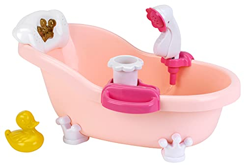 Theo Klein 1665 Baby Coralie Badewanne und Zubehör I Puppen-wanne mit Licht und Sound I Lustige Schaum- und Duschfunktion I Maße: 46 cm x 28 cm x 26 cm I Spielzeug für Kinder ab 18 Monaten