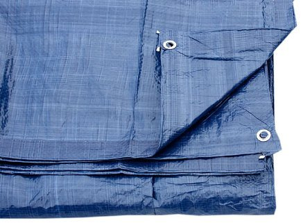 BLUE TARPAULIN COVER GROUND SHEET WITH EYELETS 3.5M X 7M 80 GSM