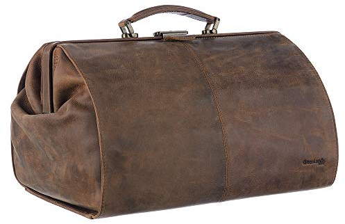 Ledershop24 Greenland Nature Montenegro Arztkoffer Doktorkoffer Arzttasche braun aus rein pflanzlich gegerbtem Rindleder 2901
