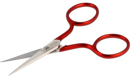 BOHIN France Weichen Berühren Stickschere - Feine und Scharfe Klingen, Rutschfeste Schere für Häkel- oder Stickereiprojekte, Rot, 9cm - 1 Stück