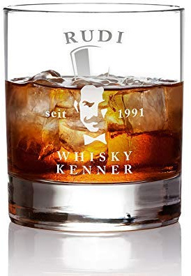 AMAVEL Whiskyglas mit Gravur, Gentleman, Personalisiert mit Namen und Jahreszahl, Tumbler, Geschenkideen Geburtstag, Weihnachten, Geschenke für Männer, 320 ml