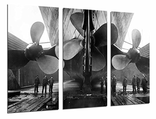 Wandbild - Weinlese-Boot drei riesige Propeller, Titanic-Film, 97 x 62 cm, Holzdruck - XXL Format - Kunstdruck, ref.27008