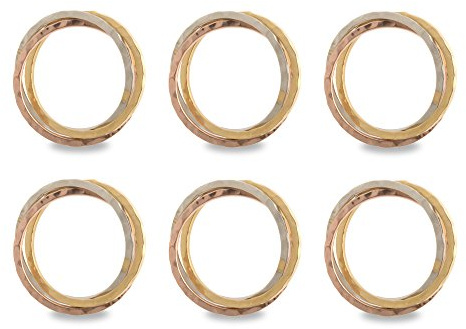 DII Dekorativ Set mit verschlungenen Serviettenringen, Messing, Tri-Color, One Size, 6