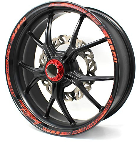 18 Teiliges Felgenrandaufkleber Neon Line Felgendesign inkl. Felgenbettaufkleber Komplett-Set -Finest Folia passend für 17 Zoll & 161819 Felgen Motorrad Auto Fahrrad MR003 (Neon Rot, Matt)