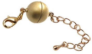 Magnetverschluss für Schmuck mit Karabiner und Verlängerungskette rund 10mm 3 Stück gold matt zum nachträglichen Einfügen in Halsketten und Schmuck