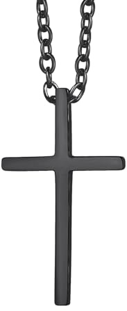 Richsteel Crocifisso Collana Uomo collana Croce Uomo in Acciaio Inossidabile Superficie Liscia Croce Classico Semplice Catenina 50+5CM Impermeabile Non Scolorisce