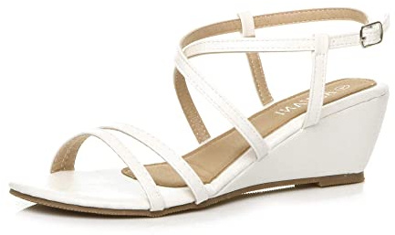 AJVANI wedge heel strappy slingback buckle holiday sandals size 5 38
